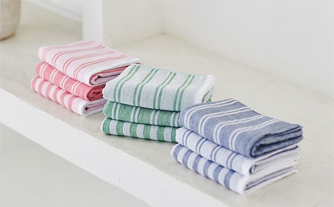 010B1789-1 神藤タオル「シマ・フェイスタオル」（ダブル色地/レッド）3枚セット【国産 吸水 普段使い シンプル 日用品 家族 ファミリー】