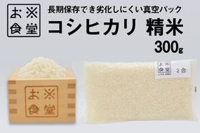 米 コシヒカリ 真空パック 精米 300g [お米食堂 富山県 舟橋村 57050249] お米 米 こめ コメ 無洗米 白米 精米 ごはん 真空包装 真空パック 備蓄 長期保存 富山県産