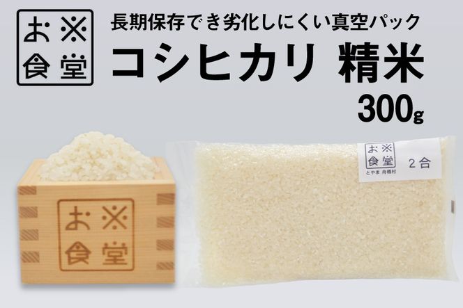 米 コシヒカリ 真空パック 精米 300g [お米食堂 富山県 舟橋村 57050249] お米 米 こめ コメ 無洗米 白米 精米 ごはん 真空包装 真空パック 備蓄 長期保存 富山県産