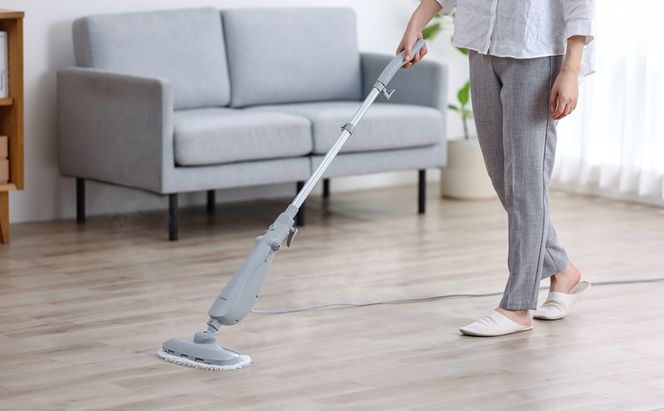 スチームモップ STM-240 グレー スチームクリーナー スチーム モップ 床掃除 コード式 アイリスオーヤマ 軽量 除菌 交換用パッド付 スチーム掃除機 電動モップ 掃除 新生活 リビング 寝室 トイレ 玄関 廊下 階段