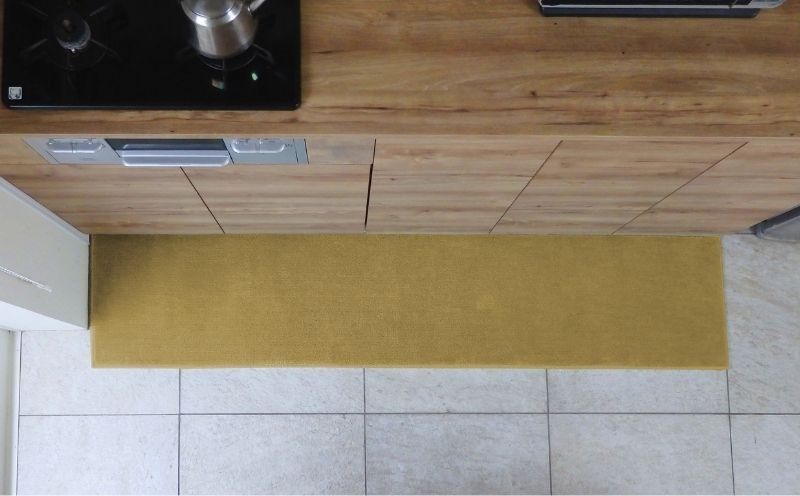 diw0037 北欧風キッチンマット ラグマットタイプ 45×150cm ノーマル型 ゴールド 抗菌防臭 SEK 織人しきもの屋工房