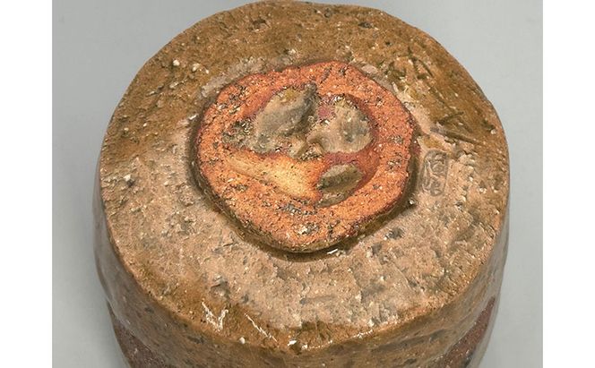 虫明焼 灰釉荒土ヘラ目茶碗(黒井千左 作) 工芸品 食器 茶碗 お茶碗