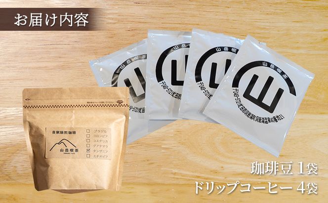 自家焙煎珈琲豆1種100g&ドリップコーヒー4袋 飲み物 飲料 良品な生豆 店内焙煎 新鮮 豊かな香り珈琲 自家焙煎 セットドリップバッグ コーヒー ドリップコーヒー 個包装 珈琲 自家焙煎 オフィス キャンプ アウトドア カフェ ギフト 手軽 本格