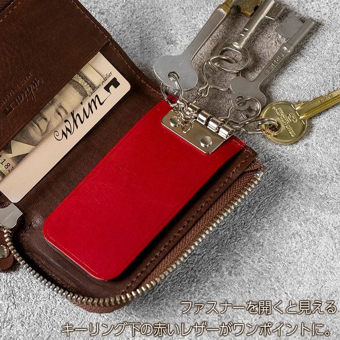 ファスナーキーケース４連 Andy 日本製 革製品 本革 レザー 手作り 鍵 カギ 選べるカラー