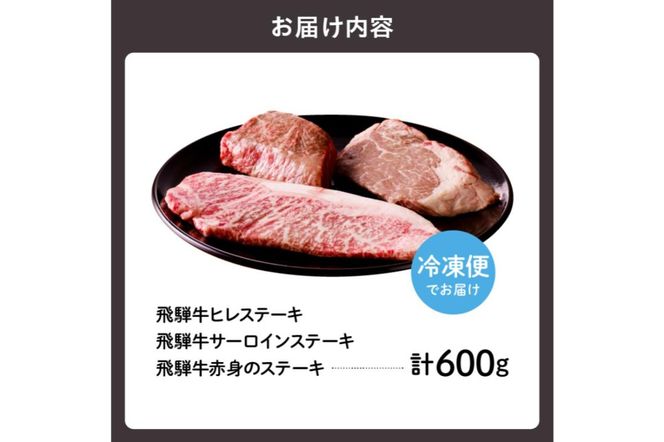 鉄板焼金三の希少部位ステーキセット（飛騨牛のヒレステーキ、サーロインステーキ、赤身のステーキ）【0048-001】
