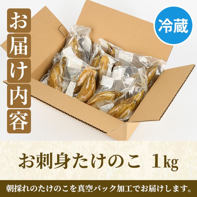 ＜先行予約受付中！2027年3月上旬以降順次発送予定＞ 【平日着】お刺身たけのこ(計1kg) 国産 鹿児島県産 朝採れ タケノコ 竹の子 筍 真空パック 野菜 春 旬 【上野食品】akn008-06-A
