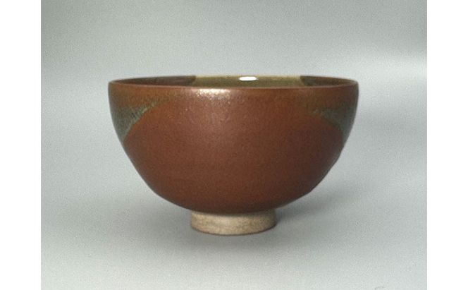 虫明焼 柿灰釉掛分茶碗(黒井博史 作) 工芸品 食器 茶碗 お茶碗