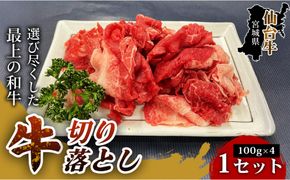 【ブランド牛をお得に楽しむ！】仙台牛切り落とし（100g×4パック） 1セット 特産品 宮城県産 仙台牛 国産牛 切り落とし  厳選  記念日 ギフト お歳暮 お中元 定番 安心安全 品質保証 リピート ランキング 041009_HS015