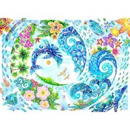 ［琉球イラストレーション］ 与儀勝之 『海の星 〜波の光〜 / Star of the Sea - Shining Waves -』 額装Mサイズ インテリア 雑貨 アート おしゃれ おすすめ 沖縄市 / yogima office[BCAI012]