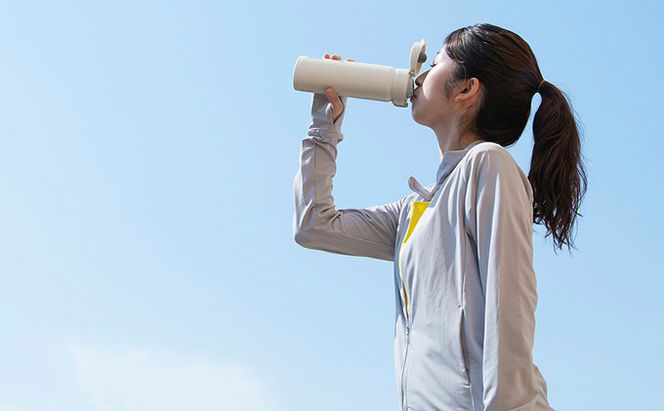 ステンレスマグボトルワンタッチ ペールホワイト SM-O500 アイリスオーヤマ 雑貨 水筒 保温 保冷 持ち運び 職場 学校 お出かけ ロック付き 