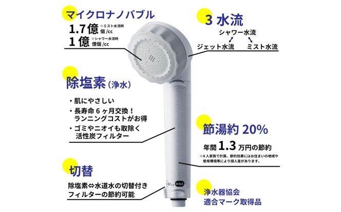 浄水×ナノバブル シャワー 3水流 バブリージョワー3.0 JS24W  [No.1120]