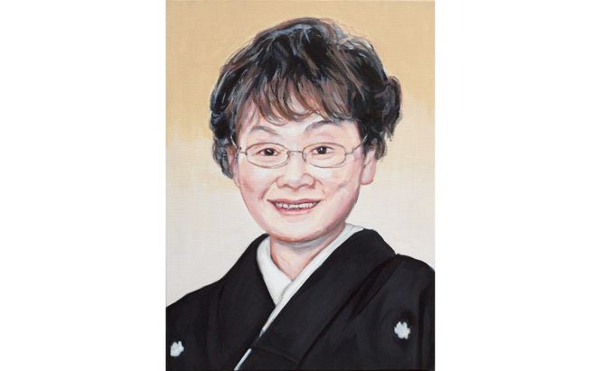 ご遺影を高級感のある油絵で細密に描きます（33×24cm・背景無地）