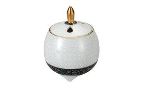 九谷焼　2.8号豆香炉　白七宝 a05 