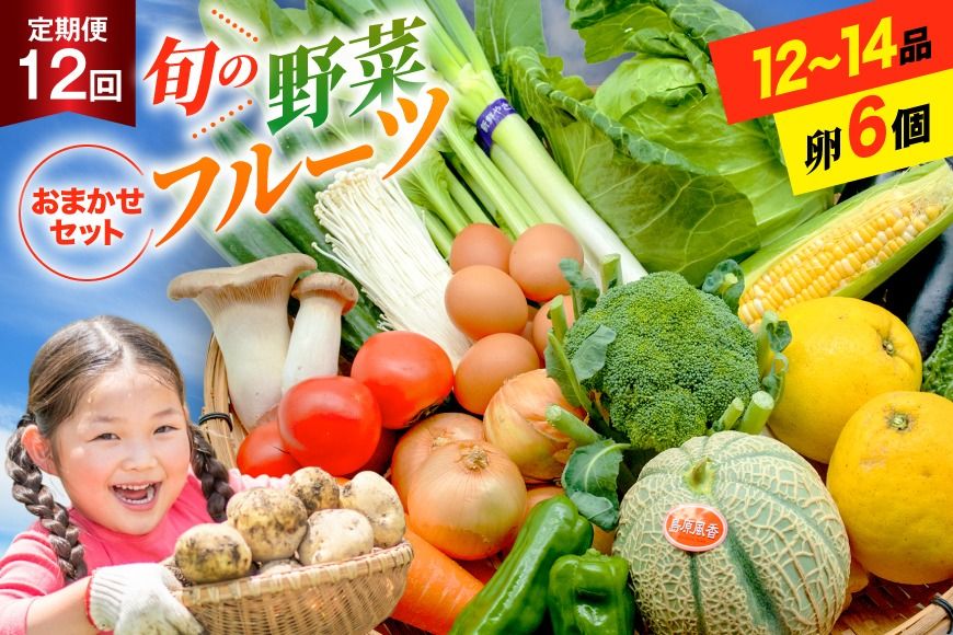 野菜 フルーツ 定期便12回 おまかせセット 野菜 フルーツ12〜14品目 卵6玉 [ 野菜 果物 フルーツ 卵 鶏卵 セット 詰め合わせ 産地直送 春 夏 秋 冬 フードショップ江戸屋 長崎県 島原市 ふるさと納税 ]