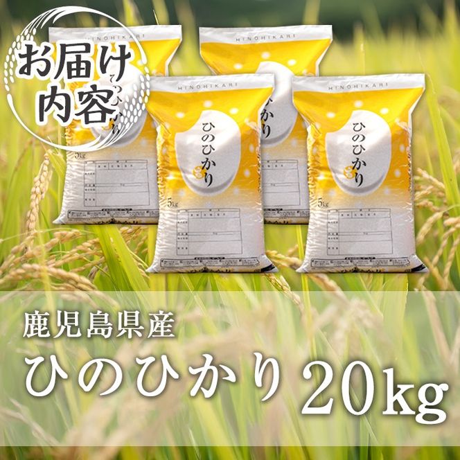 isa869 鹿児島県産ひのひかり(20kg) 国産 鹿児島県 米 お米 白米 伊佐米 【赤崎農園】