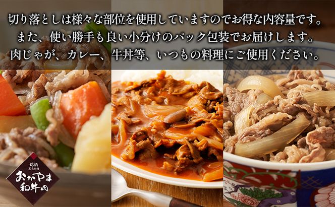 おかやま 和牛肉 A4等級以上 切り落とし 約1.2kg（300g×4パック）岡山県産 牛 赤身 肉 牛肉 お弁当 おかず 冷凍 お肉 国産 小分け いろいろな部位 食材 