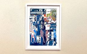 【宏次染工房 / 沖縄県認定工芸士 金城宏次】紅型額装 『Welcome to KOZA』 絵画 額入り 伝統工芸品 おしゃれ 沖縄市 / コザ工芸館ふんどぅ[BCAU003]