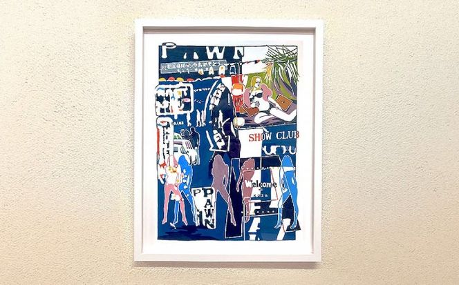 【宏次染工房 / 沖縄県認定工芸士 金城宏次】紅型額装 『Welcome to KOZA』 絵画 額入り 伝統工芸品 おしゃれ 沖縄市 / コザ工芸館ふんどぅ[BCAU003]