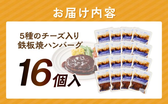 【A8-103】5種のチーズ入り鉄板焼ハンバーグ(デミグラスソース)16個