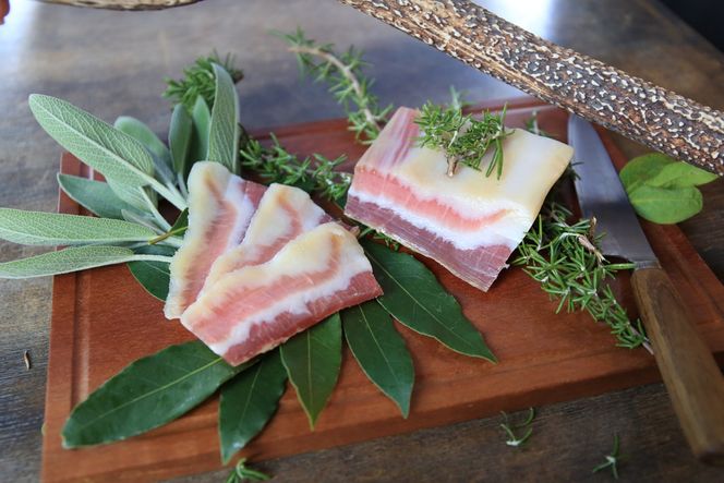 【定期便 隔月×3回】パンチェッタブロック（豚バラ肉の塩漬け）　約200g×2袋　NI00024