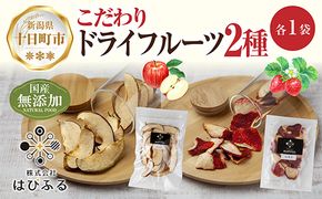 ドライフルーツ 2種(りんご いちご)／乾燥りんご 乾燥いちご 林檎 リンゴ イチゴ 苺 無添加 砂糖不使用 国産 食品 フルーツ 果物 保存食 ギフト グルメ お取り寄せ はぴふる 新潟県 十日町市 