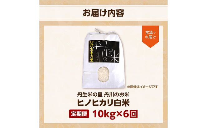 【T10031】【定期便】丹生米の里 丹川のお米 ヒノヒカリ白米 10kg×6回お届け定期便