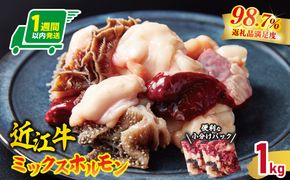 【1週間以内発送】数量限定　希少近江牛　ミックスホルモン1ｋｇ(200g×5パック)小分けで便利【FO31W】