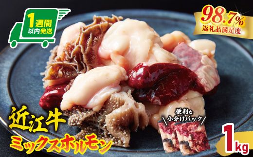 【1週間以内発送】数量限定　希少近江牛　ミックスホルモン1ｋｇ(200g×5パック)小分けで便利【FO31W】