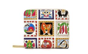 【文庫屋大関】二つ折りファスナーミニ財布 アフリカ【皮革工芸品】財布 二つ折り 小物 お札 カード 小銭 コンパクト 牛革 手作り 日本製 墨田区 東京都