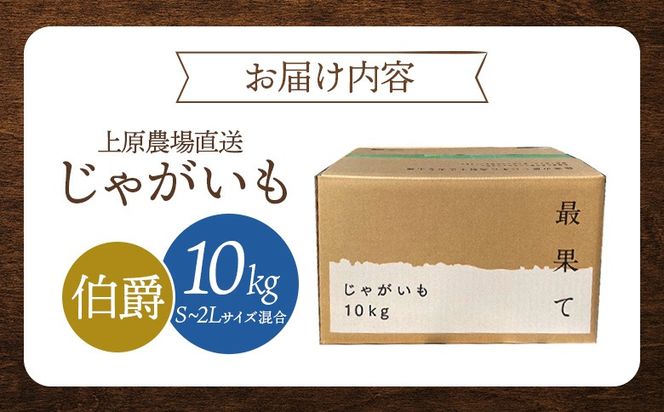 上原農場直送　じゃがいも（伯爵） 10kg【S～2Lサイズ混合】【6600301】