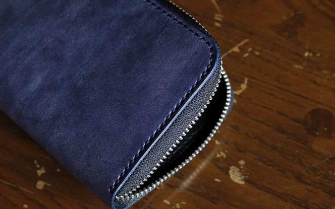 牛本革長財布【ブライドルレザーラウンドファスナー/ブラック】 work0001