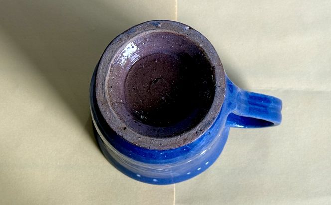 【沖縄の焼き物】マグカップ (青) 食器 陶器  コップ 工芸品 ギフト 沖縄市 / 唐仙窯[BCBK015]