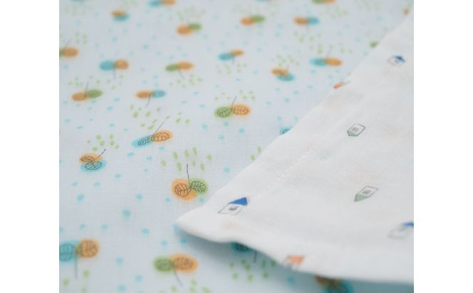 PGガーゼ　ブランケット ふたば ベビー 赤ちゃん 用品 グッズ アイテム お出かけ 敷く 掛ける くるむ ガーゼケット コンパクト 外出 ベビーカー 上掛け 水色 