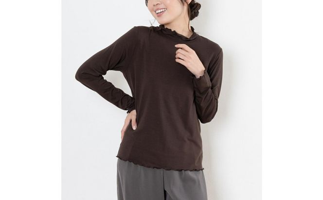 レディースハイネックカットソー 長袖 ブラウン M 312011_CS001VC02