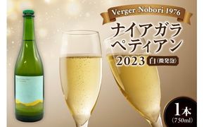 余市町 ナイアガラワイン ペティアン 2023  750ml×1本 Verger Nobori 1976 辛口微発泡白ワイン 余市町登町 マスカット 瓶内二次発酵 ナイアガラ ワイン 白ワイン 北海道 送料無料_Y103-0031
