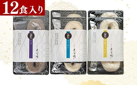 潤生「人気の定番麺」セット12食入り - うどん そば そうめん 饂飩 蕎麦 素麺 麺類 国産 九州産 小麦 つゆ付 国産小麦 手延べ てのべ 潤い 早茹で 再熟成 こだわり もっちり食感 簡単 煮込むだけ 常温保存可能 人気 おすすめ 熊本県 甲佐町