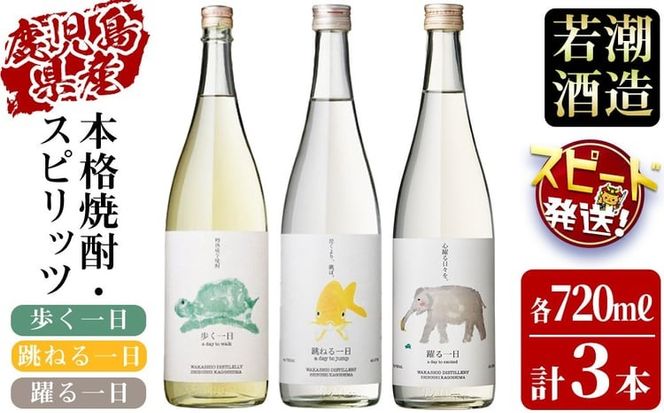 ＜入金確認後、2週間以内に発送！＞若潮酒造 焼酎・スピリッツ＜一日シリーズ＞飲み比べセット 720ml×3本 a8-071-2w