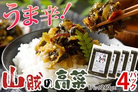 辛子高菜 240g×4パック 山賊の高菜 からし高菜 メール便 ポッキリ お米に合う ご飯のお供 おつまみ 国産 無添加 お取り寄せ 福岡 お土産 九州 グルメ 福岡県