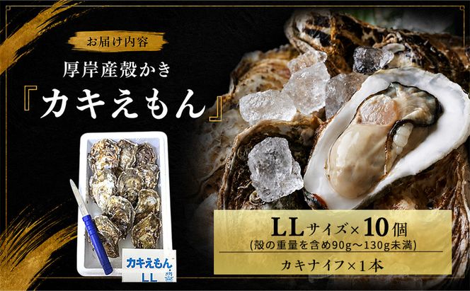 カキ 生食用 北海道 厚岸産 殻かき カキエモン LLサイズ  10個 牡蠣 魚貝類 生牡蠣 殻付き牡蠣 カキ ブランド