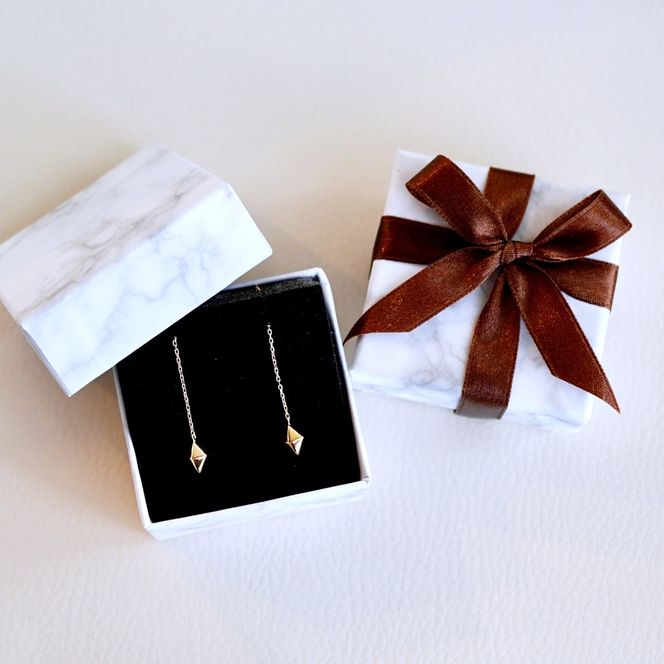 K18(18金) イエローゴールド 地金 菱形 チェーン ピアス シンプル 保証書付 KO-0071 242-035-a