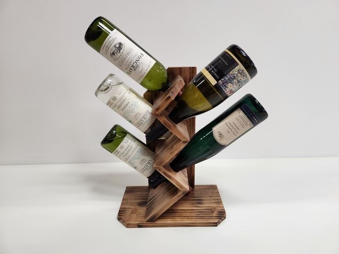 木製ワインラック ～波状型スタンド～（5本立て型）