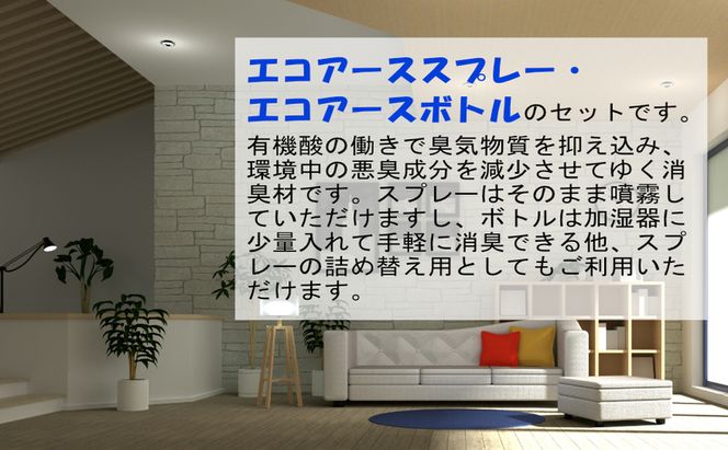 消臭スプレー  エコアーススプレー300ml+エコアースボトル500ml 各1本 消臭剤