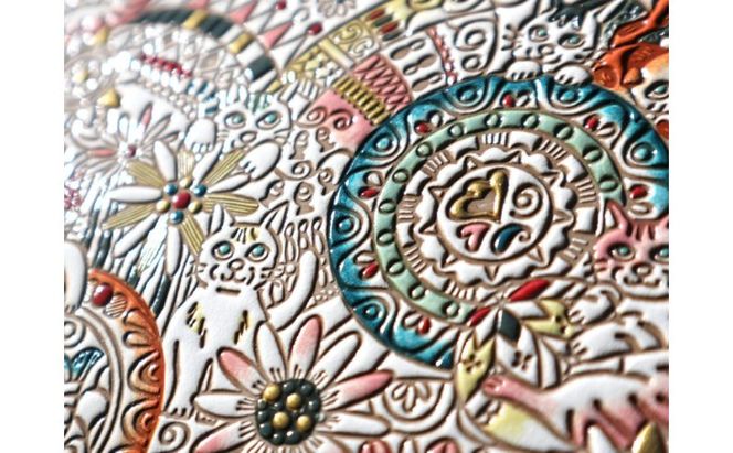 【文庫屋大関】パーソナルホルダー　かくれんぼ猫【皮革工芸品】 雑貨 日用品 ブックカバー パスポートケース 貴重品入れ マルチケース シンプル 和風 革小物 