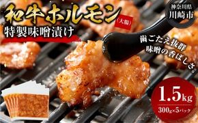 ホルモン 大腸 味噌漬け 1.5kg ( 300g × 5 ) 歯ごたえ抜群 小分け 使いやすい 味付き 調理便利 焼肉 野菜炒め ホルモン炒め 訳あり 不揃い 和牛 冷凍 配送時期が選べる 個包装 冷凍保存 アウトドア キャンプ おすすめ 人気
