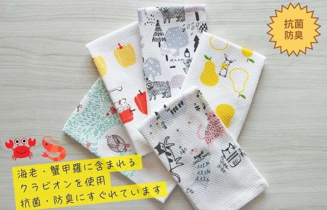 010B1855 抗菌防臭！ふきぴか キッチンタオル 5枚セット 【ギフト仕様 デザインおまかせ】