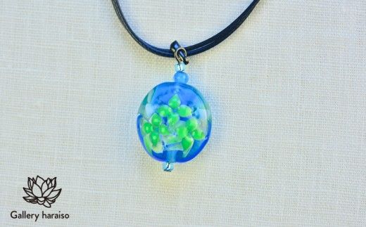 【トンボ玉】緑の風・サンダンカジュエリーセット【グリーン×ブルー】