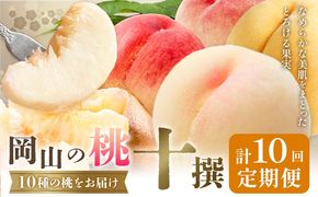 【2026年発送先行予約】桃 3ヶ月 計10回 定期便 岡山 の 桃 十撰 10種 各1kg 計10kg 晴れの国おかやま館(漂流岡山)《2026年7月中旬-9月下旬頃出荷》岡山県 笠岡市 桃 もも 果物 フルーツ デザート 送料無料 【配送不可地域あり】（離島）---H-53---