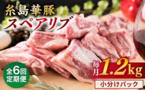 【全6回定期便】【 バーベキュー / 煮込み用 】 約1.2kg 糸島華豚 スペアリブ 糸島市 / 糸島ミートデリ工房 [ACA330] 