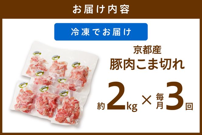 【3ヶ月定期便】京都産こだわりの豚肉 こま切れ　2kg （250g×8パック）　TN00018