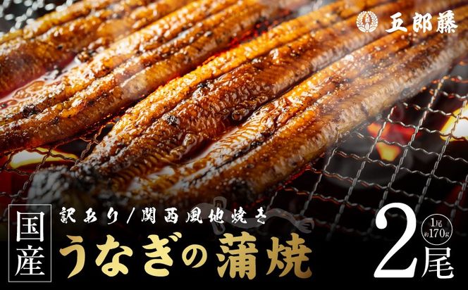 099H5076 【訳あり】老舗「五郎藤」関西風地焼き 国産有頭旨鰻 170g×2尾 計約340g前後 うなぎ ウナギ 蒲焼き 炭火